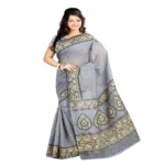 Lookslady Printed Grey & Beige Cotton Saree