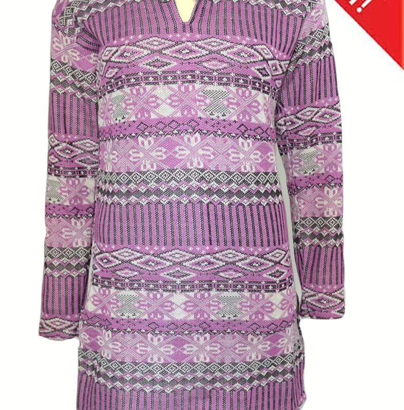 Light Purple Nehru Collar Buttoned Woolen Kurti With Warm Legging Special Offer