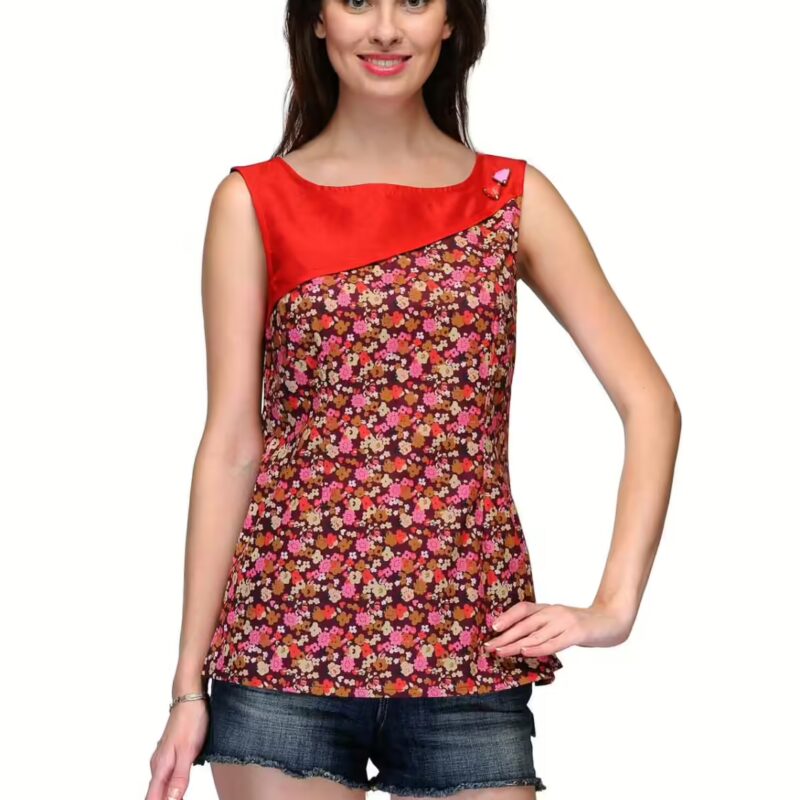 Raas Prêt Smart Casual Printed Floral Pink Cotton Top