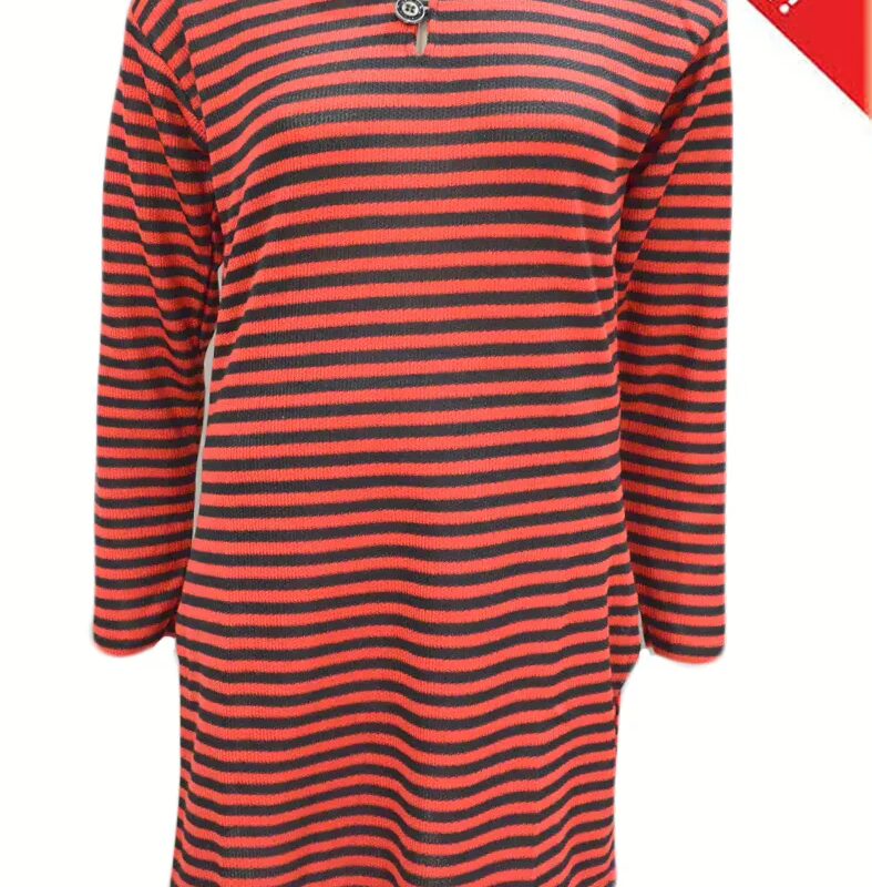 Peach Nehru Collar Black Stripes placket Woolen Kurti with Warm Legging Special Offer