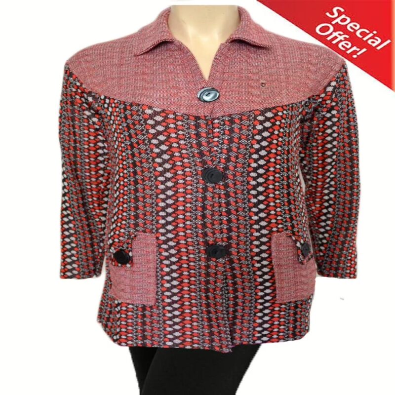 Latest Peach Vertical Print Collared Front Buttoned Woolen Coat With Warm Legging Special Offer