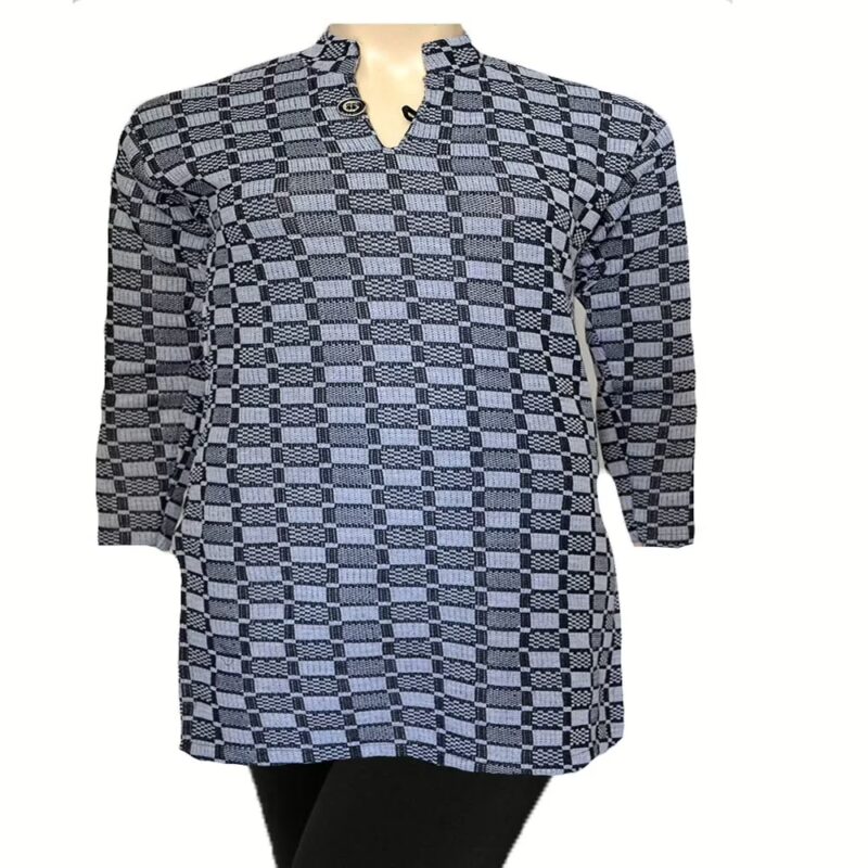 Grey Full Sleeves Black Square Design Woolen Kurti