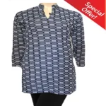 Grey Full Sleeves Black Square Design Woolen Kurti With Warm Legging Special Offer