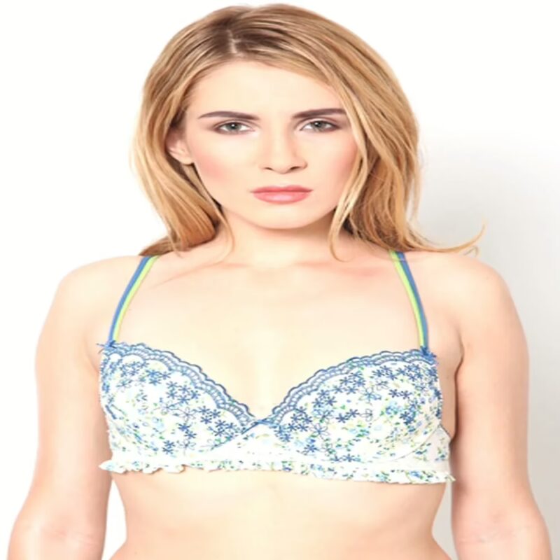 About U Underwired White/Blue Floral Bra