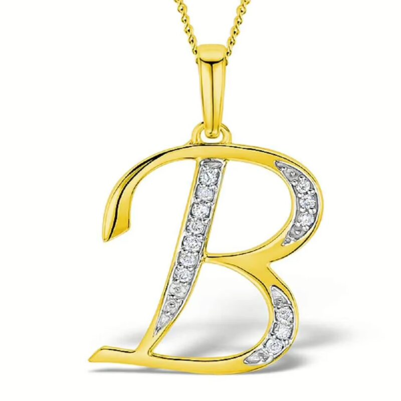 Akruti Creations Sterling Silver Gold Plated Alphabet 'B' Pendant
