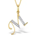 Akruti Creations Sterling Silver Gold Plated Alphabet 'M' Pendant