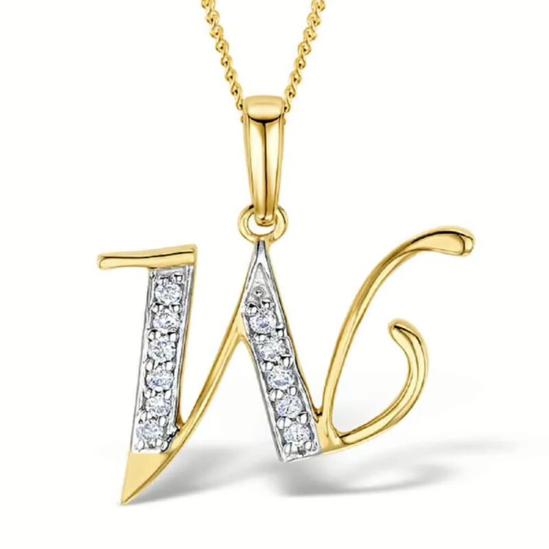 Akruti Creations Sterling Silver Gold Plated Alphabet 'W' Pendant