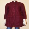 Attitude Asymmetrical Wool Blend Flared Maroon Coat - Image 3