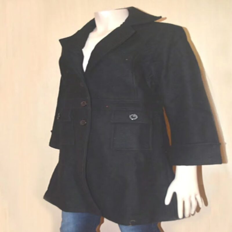 Attitude Traditional Flared Wool Blend Black Coat