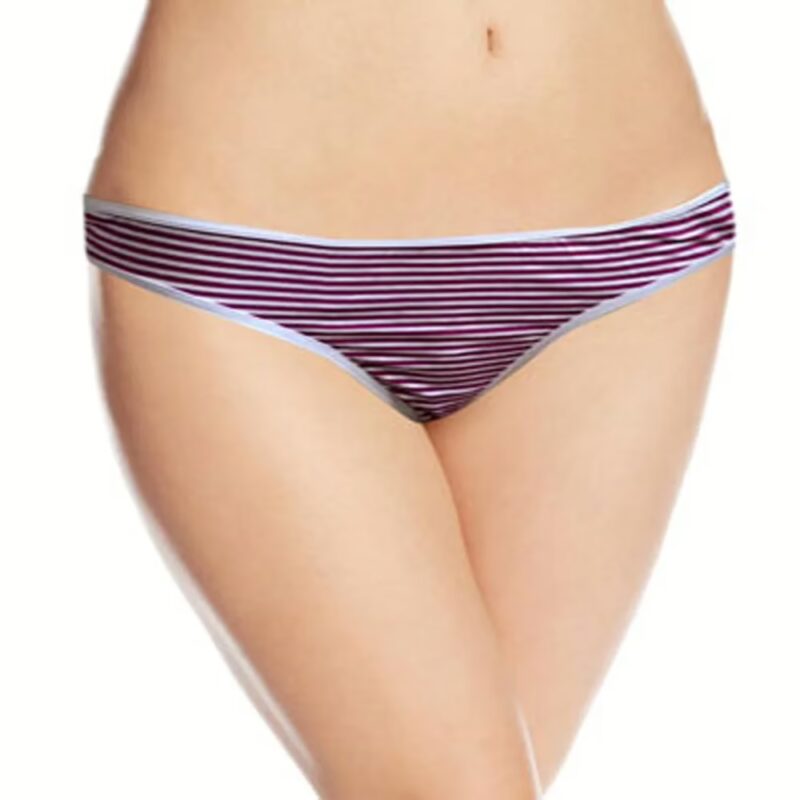 No Boundaries White & Pink Stripes Tanga Thong