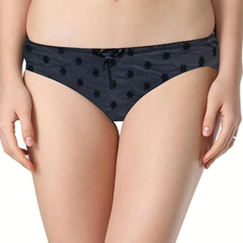 Ravishing Grey Floral Print Front Bow Brief Panties