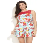 Stylish Floral Print  Lace Trim Tunic Dress
