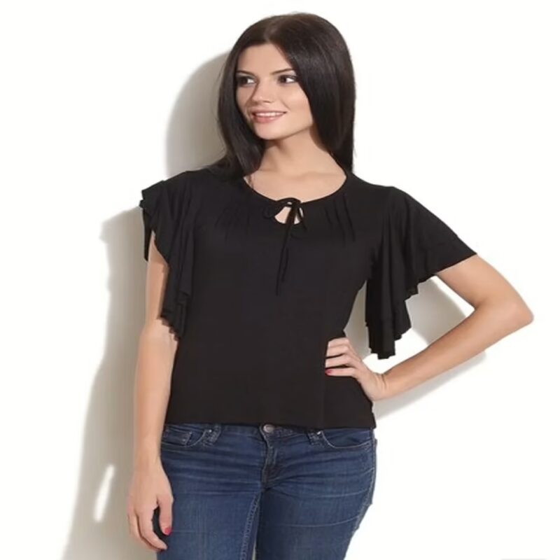 Remanika Black Butterfly Sleeves Top