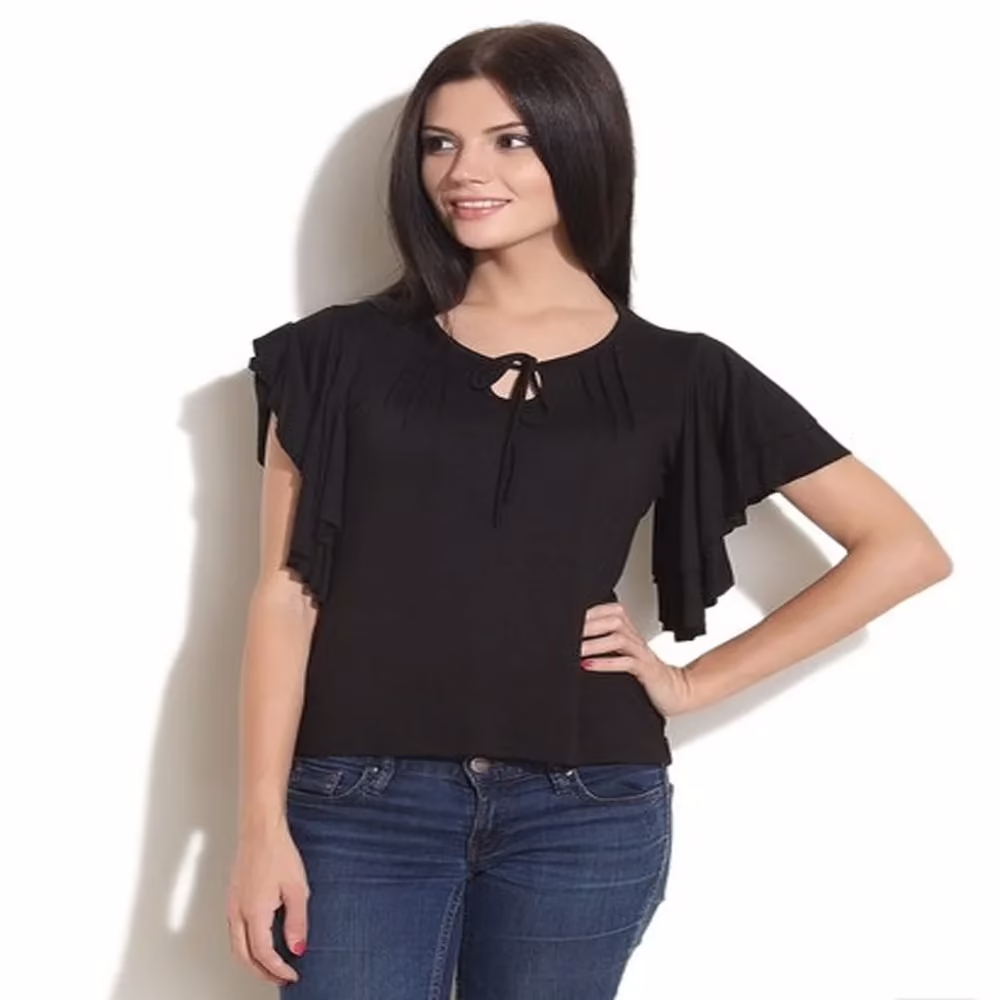 Remanika Black Butterfly Sleeves Top