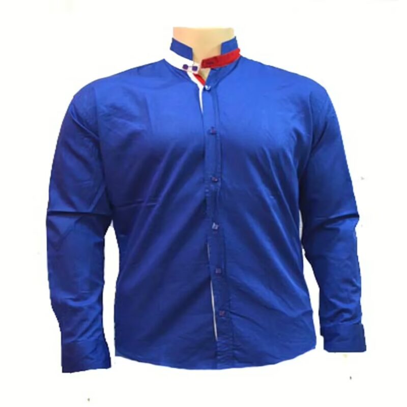 Bangkok Cottons-Bright Blue China Collar Casual Shirt