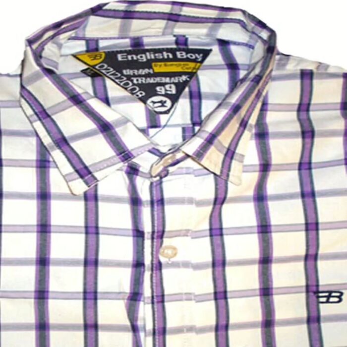 Bangkok Cottons Purple Thick Checks White Shirt