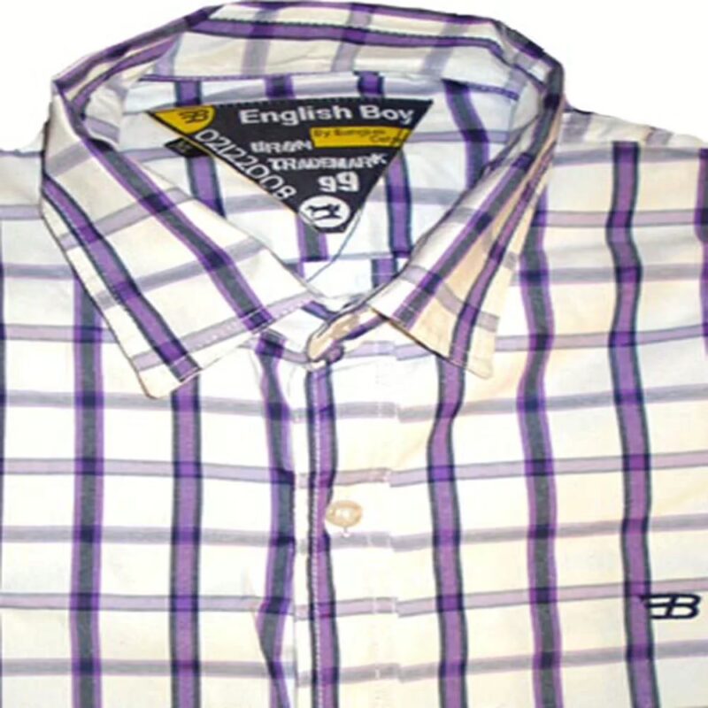 Bangkok Cottons Purple Thick Checks White Shirt