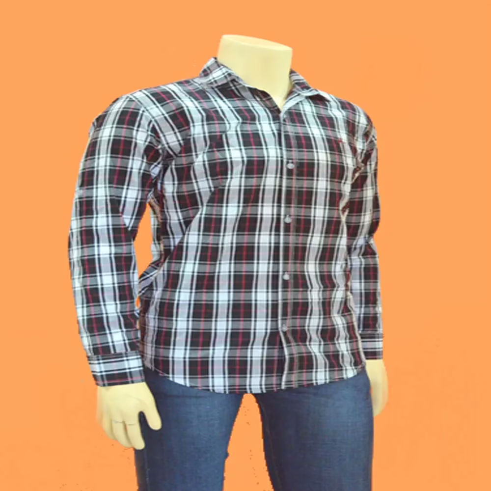Bangkok Cottons-Red & Black Checked Shirt - Image 2