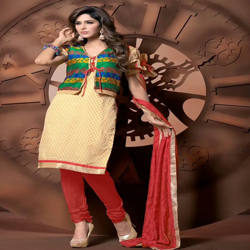 Antra Beige Color Embroidered Designer Salwar Kameez