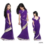 Bhartiya Paridhan-Jhilmil Violet Chiffon Ready Made Saree (2-11 Years)