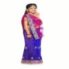 Bhartiya Paridhan -Net Pre Stitched Embroidered Laced Blue Rani Saree(2-11 Years) - Image 3