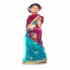 Bhartiya Paridhan -Net Pre Stitched Embroidered Laced Firozi Rani Saree(2-11 Years) - Image 2
