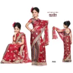 Bhartiya Paridhan - Red Net and Shimmer Half Ready made Saree (2-11 Years)