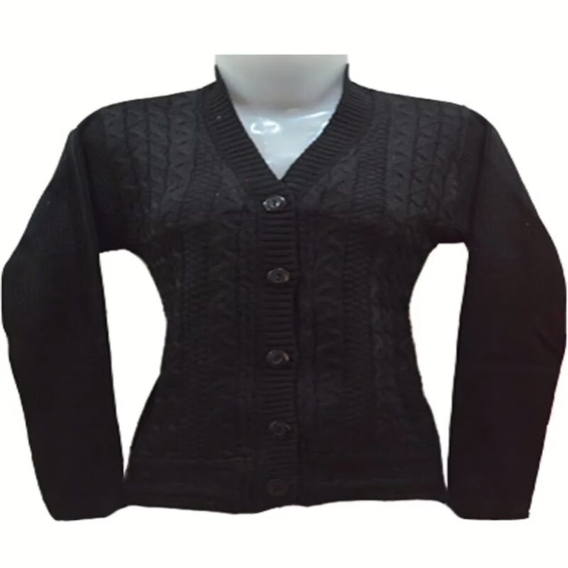 Stylish Black Short Front Button Cardigan/ Sweater