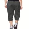 Black Front Patch Button Design Elastic Bottom Capri - Image 2