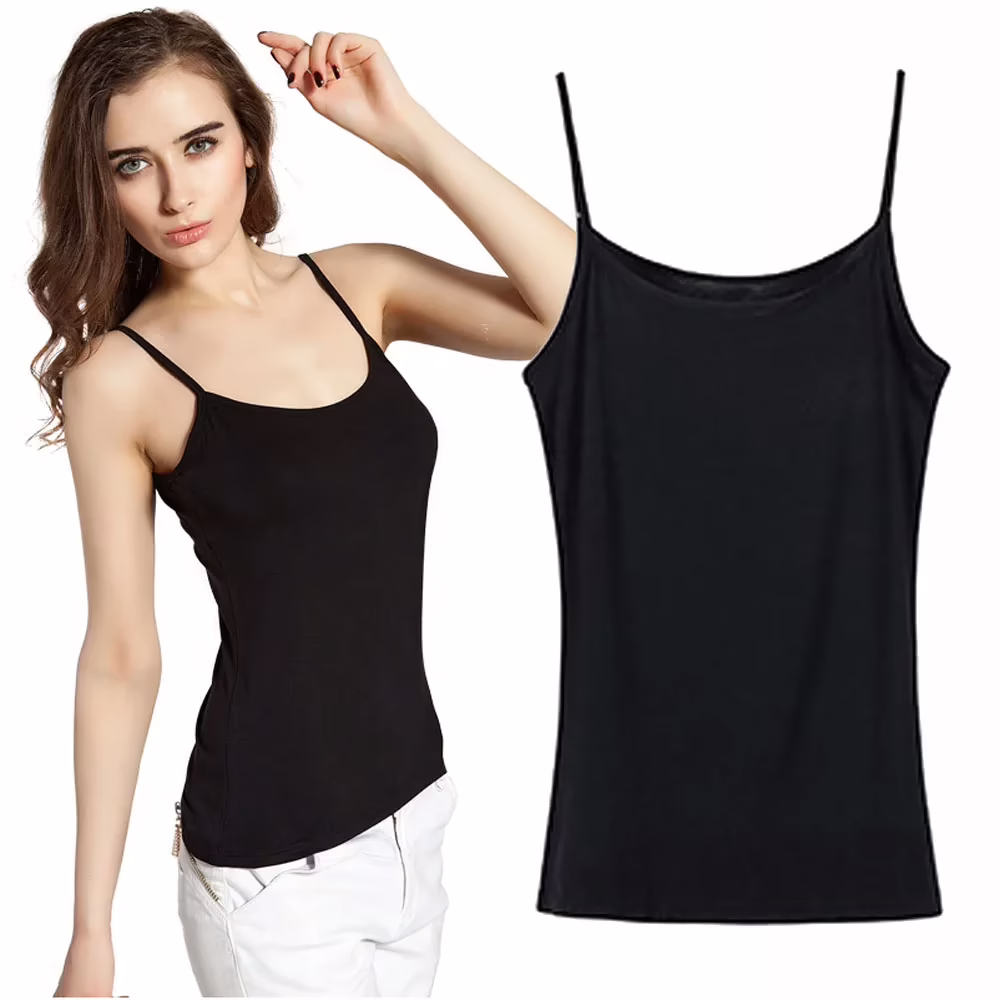 Soft Black Camisole in U- Neck