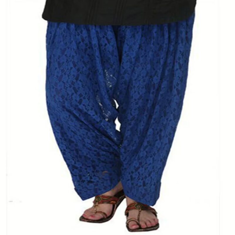 Classy Navy Blue Polyester Net Printed Salwar