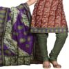 Cotton Bazaar Brown & Green Pure Cotton Unstitched Salwar Suit - Image 2