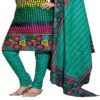 Cotton Bazaar Green & Sky Blue Pure Cotton Un-Stitched Salwar Suit - Image 3