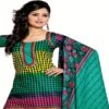 Cotton Bazaar Green & Sky Blue Pure Cotton Un-Stitched Salwar Suit - Image 2
