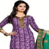 Cotton Bazaar Purple & Yellow Pure Cotton Un-Stitched Salwar Suit - Image 2