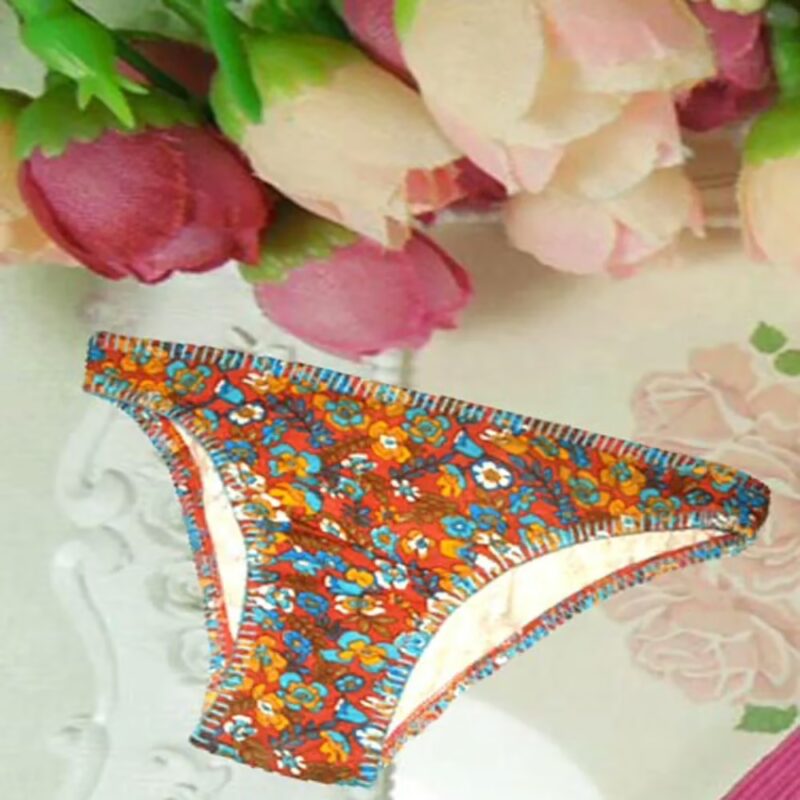 Cotton Flower Print Maroon Panties