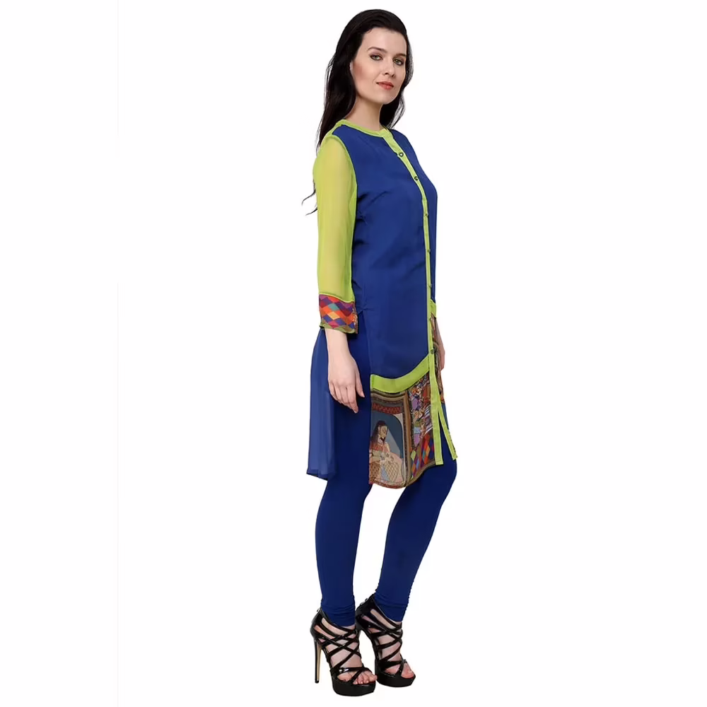 Chiktones Viscose Georgette Plain/Printed Kurti - Image 3