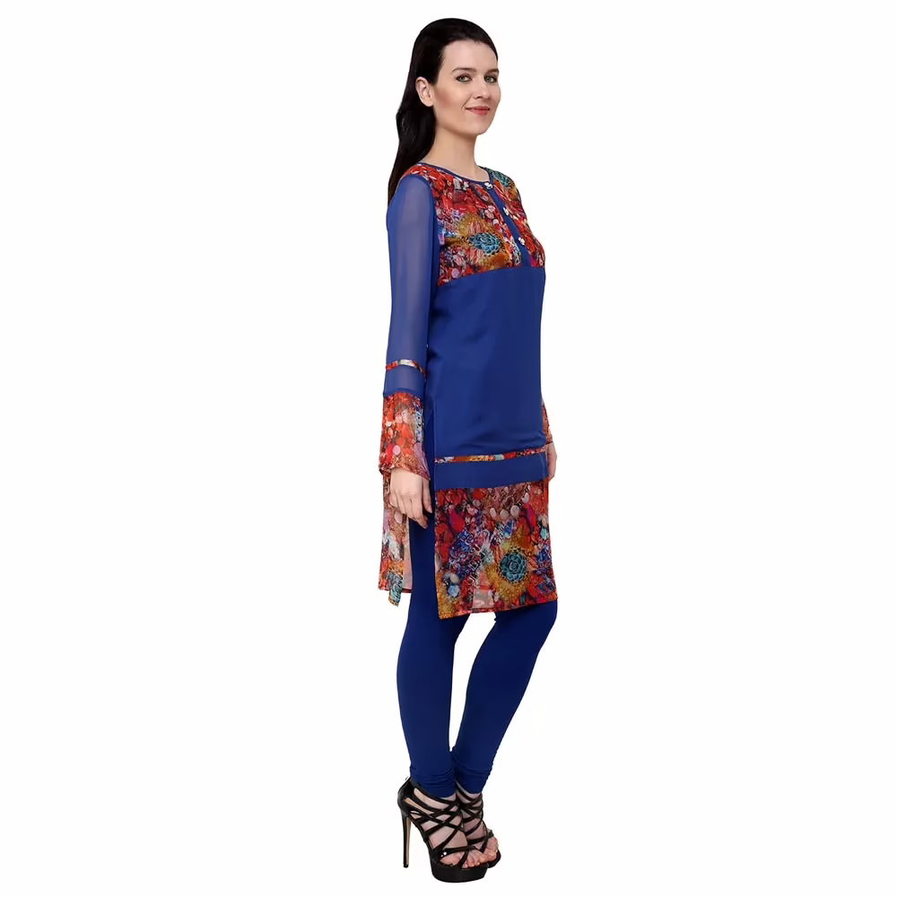 Chiktones Viscose Georgette Plain/Printed Kurti - Image 3