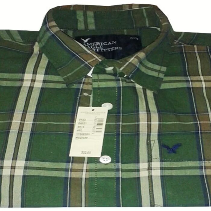 American Eagle Outfitters-Dark Green Check Shirt