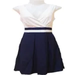 Decent Pier One Off White Royal Blue Pleated Sleeveless Tunic Top-Size M