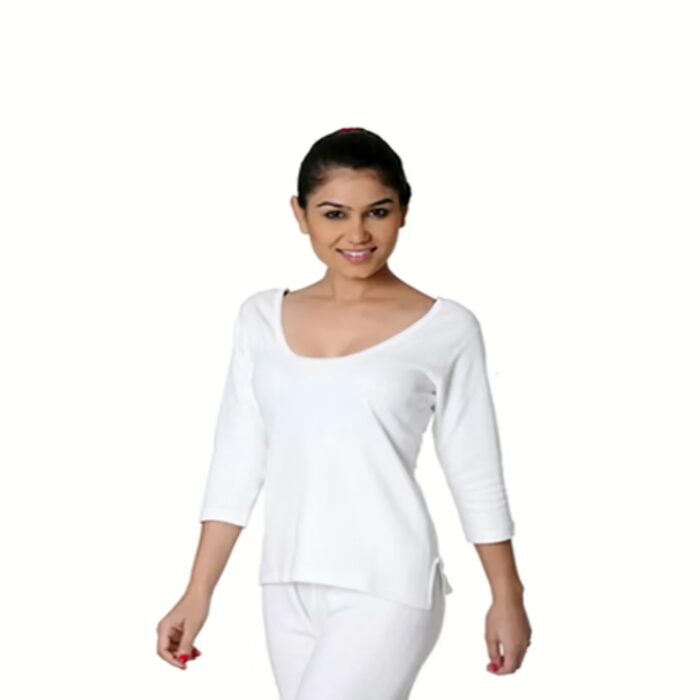 Exclusive Full Sleeve White Thermal Top
