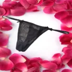 Exotic Black Double Bow String Thong