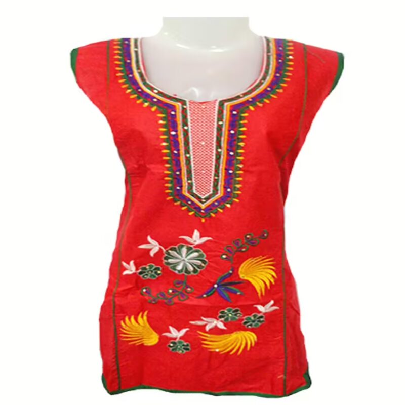 Full Embroidered Red Kurti