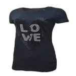 Gas Black Love Mattel Work Half Sleeves Round Neck Top