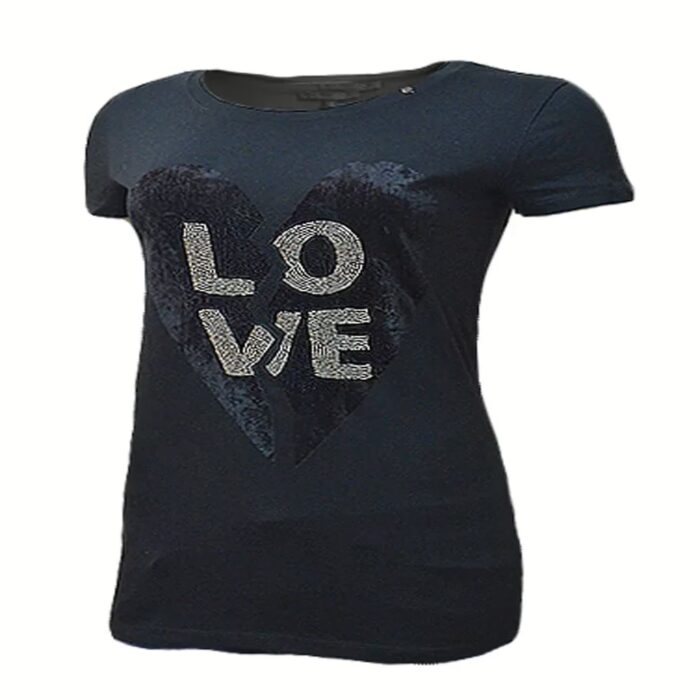 Gas Black Love Mattel Work Half Sleeves Round Neck Top