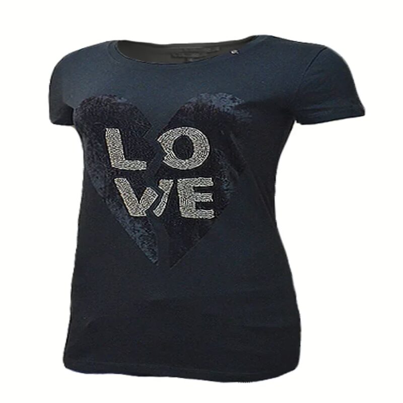 Gas Black Love Mattel Work Half Sleeves Round Neck Top