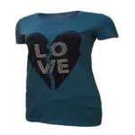 Gas Dark Green Love Mattel Work Half Sleeves Round Neck Top