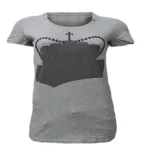Gas Grey Sequin Work Print Half Sleeves Round Neck Top