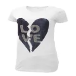 Gas White Love Mattel Work Half Sleeves Round Neck Top