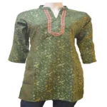 Green Threadwork Embellished Placket Woolen Kurti